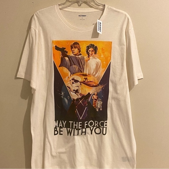 Women's Star Wars May the Force Be With You Off- White Graphic T-Shirt NWT - Picture 2 of 11